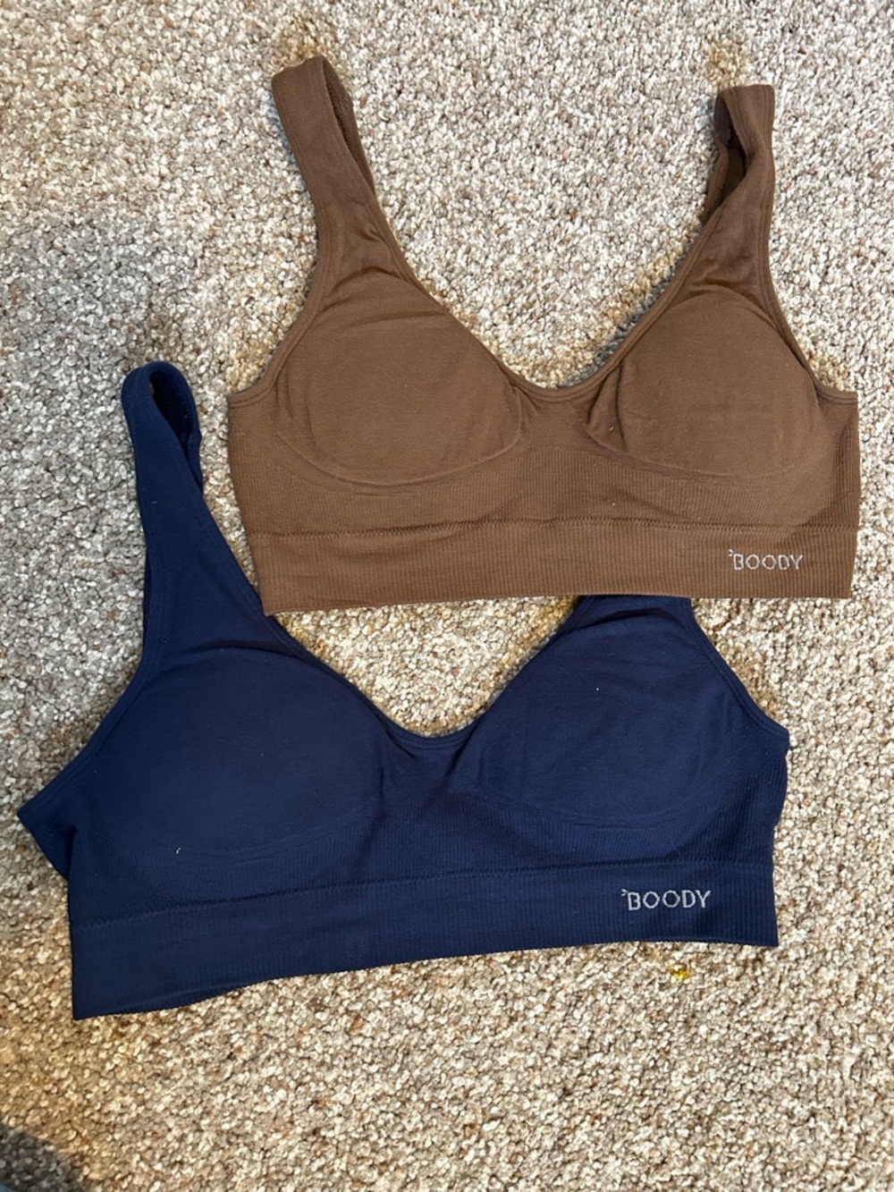 BOODY Seamless Soft Comfort Bras in Brown and Navy